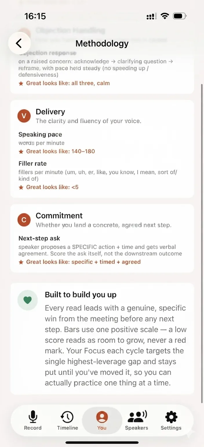 James coaching methodology — how your delivery and commitment scores are judged